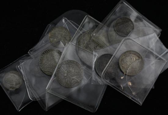 Three George III 1787 shillings