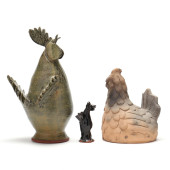 THREE GEORGIA FOLK POTTERY ROO