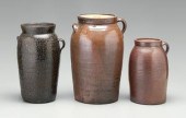 Three Georgia stoneware churns