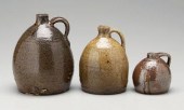 Three Georgia stoneware jugs: