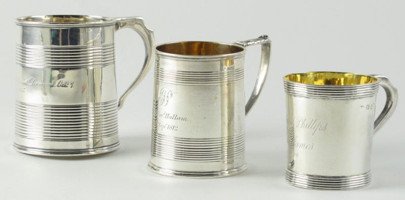 Three Georgian Silver Mugseach of