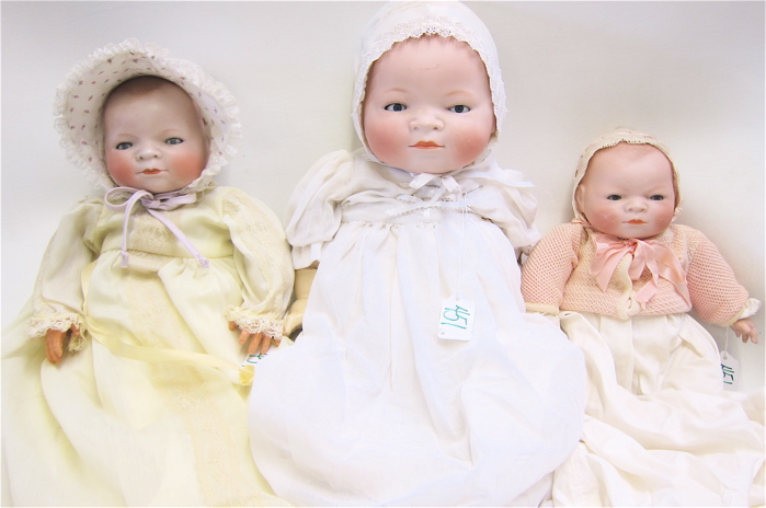 THREE GERMAN BISQUE HEAD ''BYE-LO''