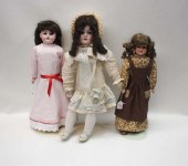 THREE GERMAN BISQUE HEAD DOLLS