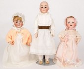 THREE GERMAN BISQUE HEAD DOLLS
