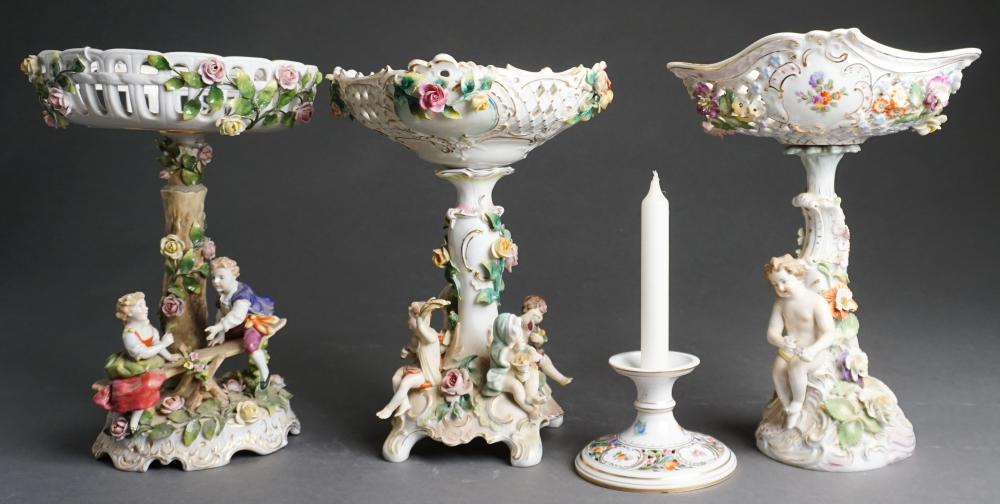 THREE GERMAN FLORAL ENCRUSTED