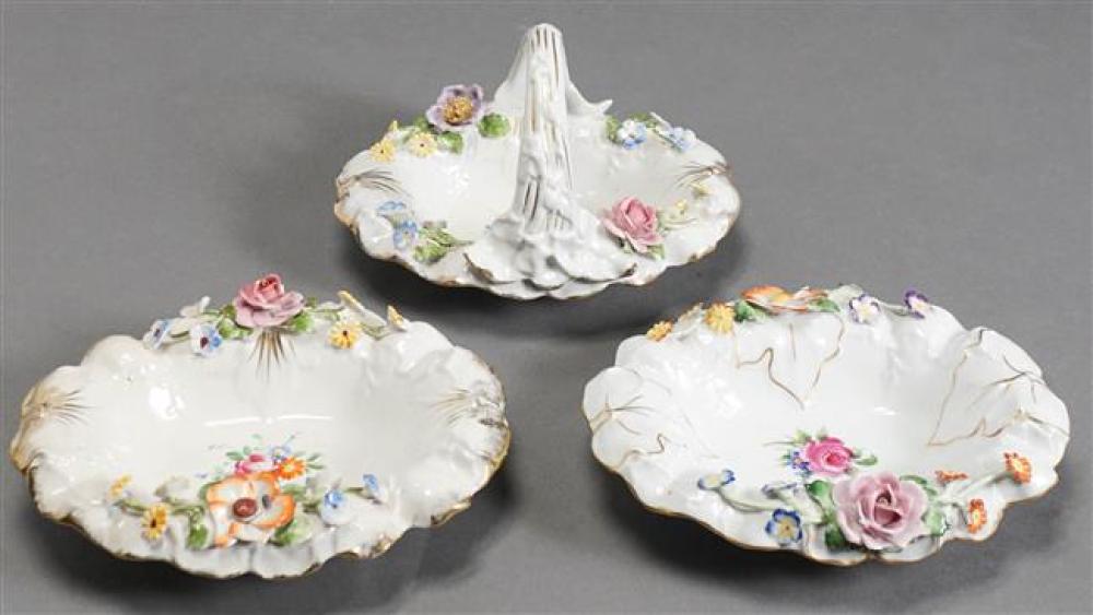 THREE GERMAN FLORAL ENCRUSTED