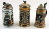 THREE GERMAN METTLACH LIDDED B