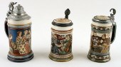 THREE GERMAN METTLACH LIDDED B