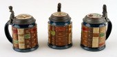 THREE GERMAN METTLACH LIDDED B