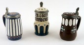 THREE GERMAN METTLACH LIDDED B