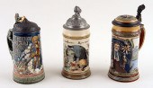 THREE GERMAN METTLACH LIDDED B