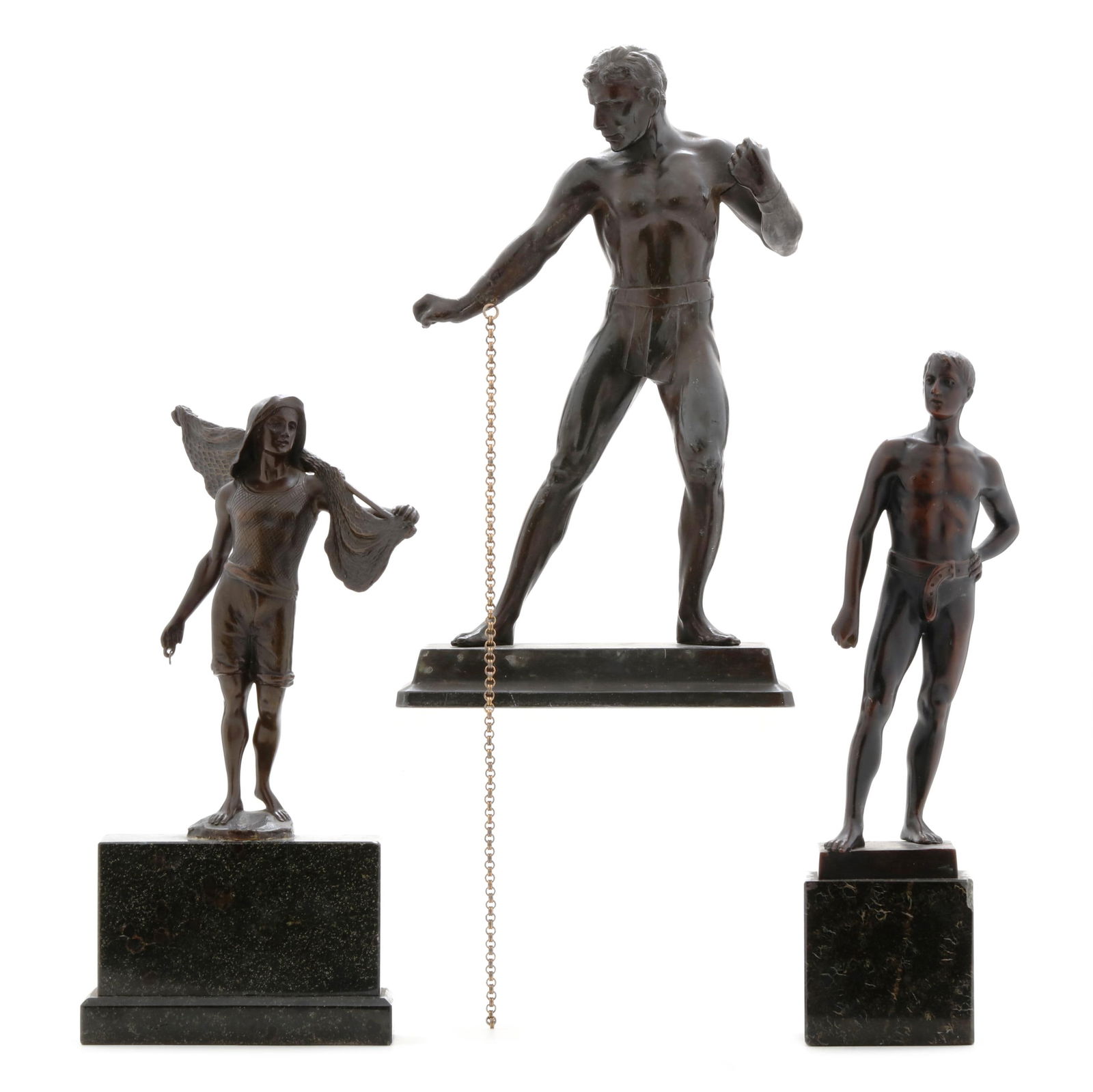 THREE GERMAN PATINATED METAL MODELS