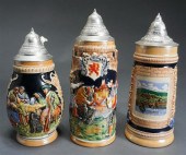 THREE GERMAN PEWTER MOUNTED ST