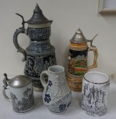 THREE GERMAN PEWTER MOUNTED ST