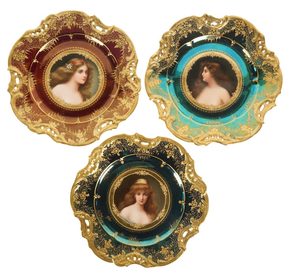 THREE GERMAN PORCELAIN CABINET