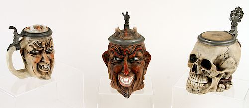 THREE GERMAN PORCELAIN CHARACTER