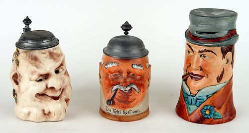 THREE GERMAN PORCELAIN CHARACTER