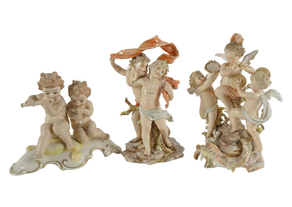 THREE GERMAN PORCELAIN FIGURAL