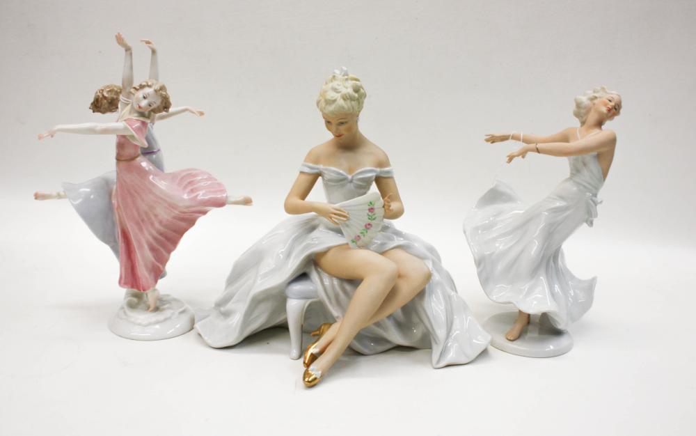 THREE GERMAN PORCELAIN FIGURAL