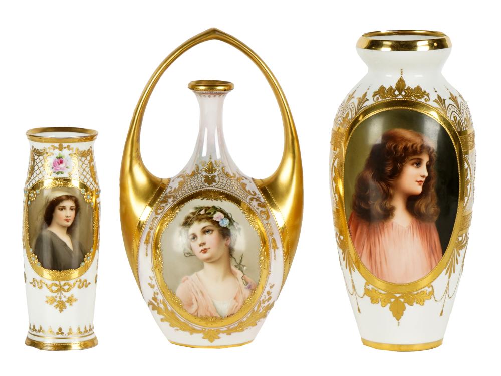 THREE GERMAN PORCELAIN PORTRAIT