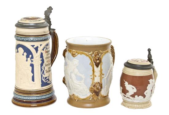 *Three German Pottery Steins