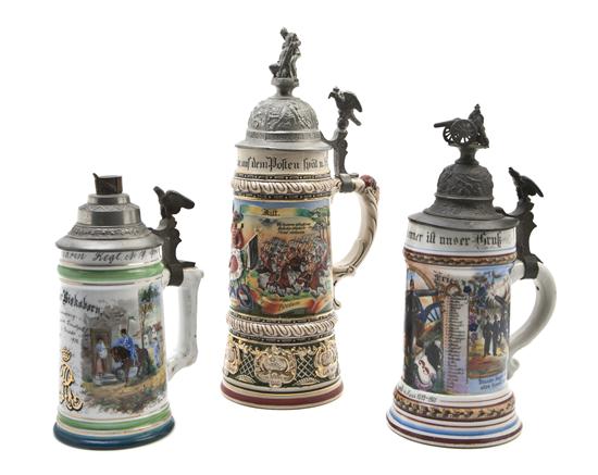 *Three German Regimental Steins two