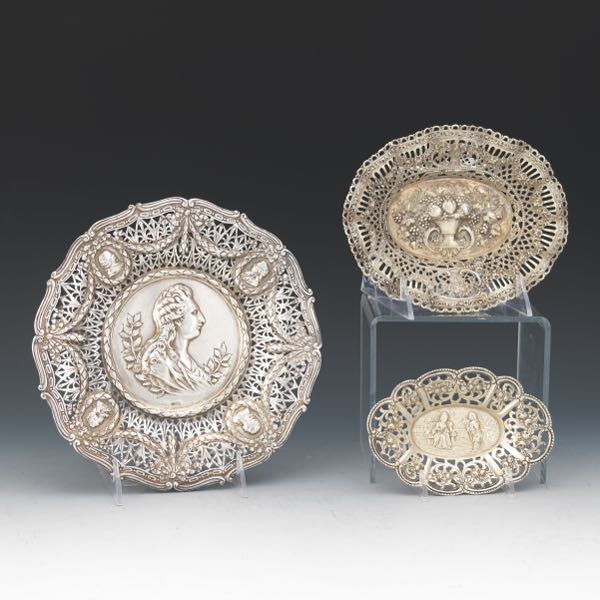 THREE GERMAN SILVER BAROQUE STYLE