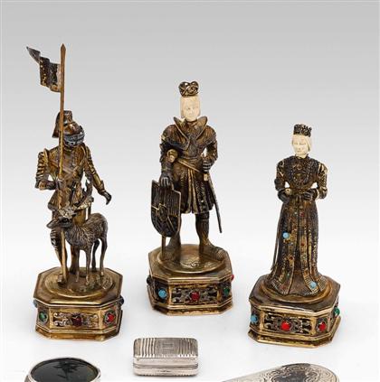Three German silver, ivory and
