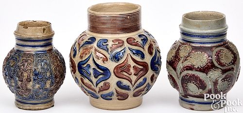 THREE GERMAN WESTERWALD STONEWARE