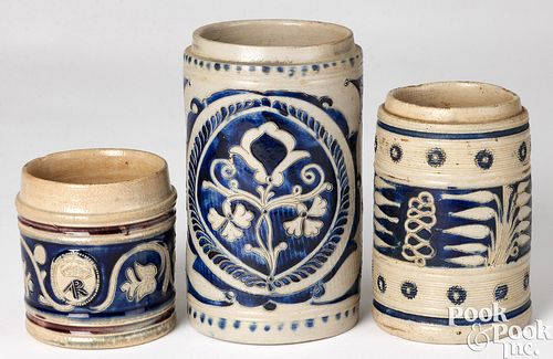 THREE GERMAN WESTERWALD STONEWARE