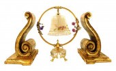 THREE GILDED DECORATIVE ITEMS,
