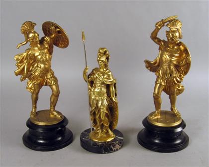 Three gilt bronze classical figures