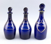 THREE GILT-DECORATED COBALT BL