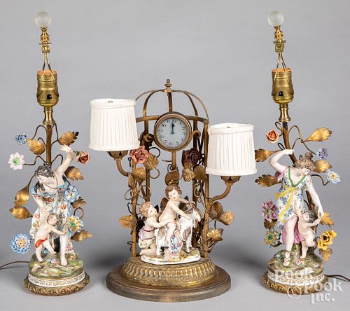 THREE GILT METAL AND FIGURAL