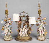THREE GILT METAL AND FIGURAL P