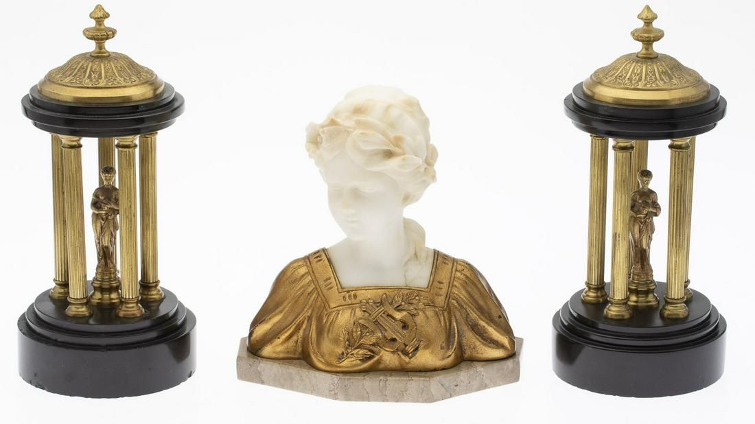 THREE GILT METAL AND GRAND TOUR