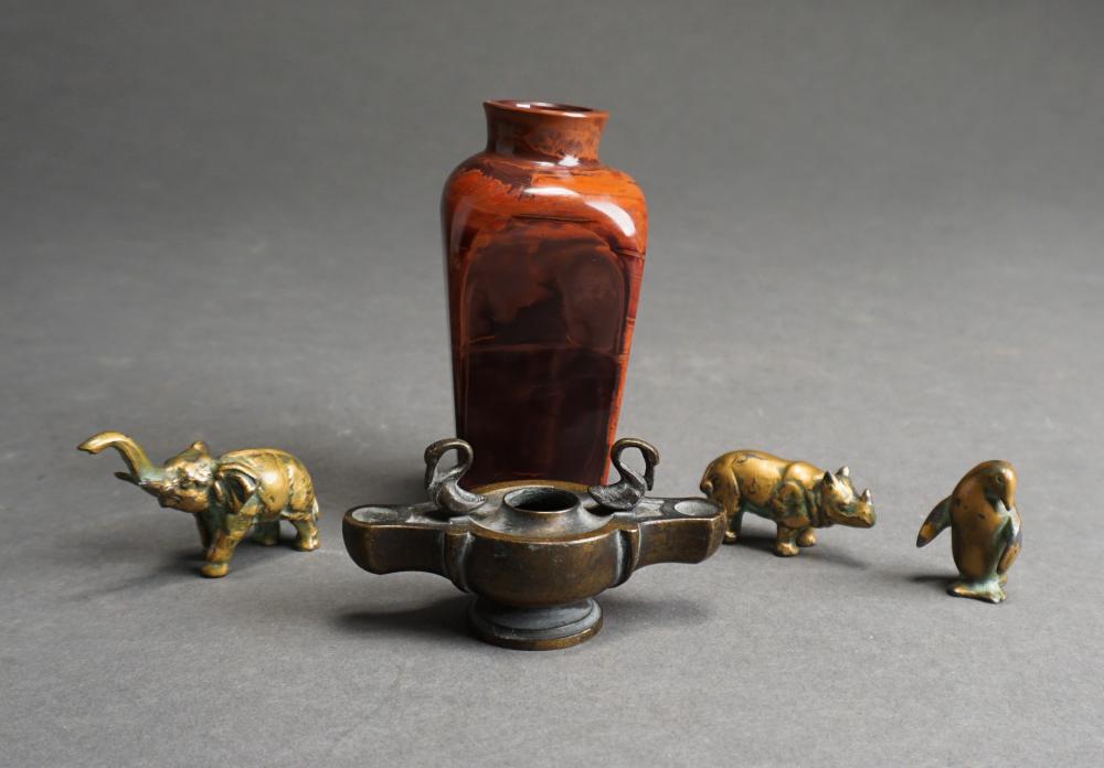 THREE GILT METAL MINIATURE ANIMAL