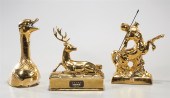 Three gilt porcelain decanters