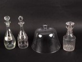 Three glass decanters, two wit