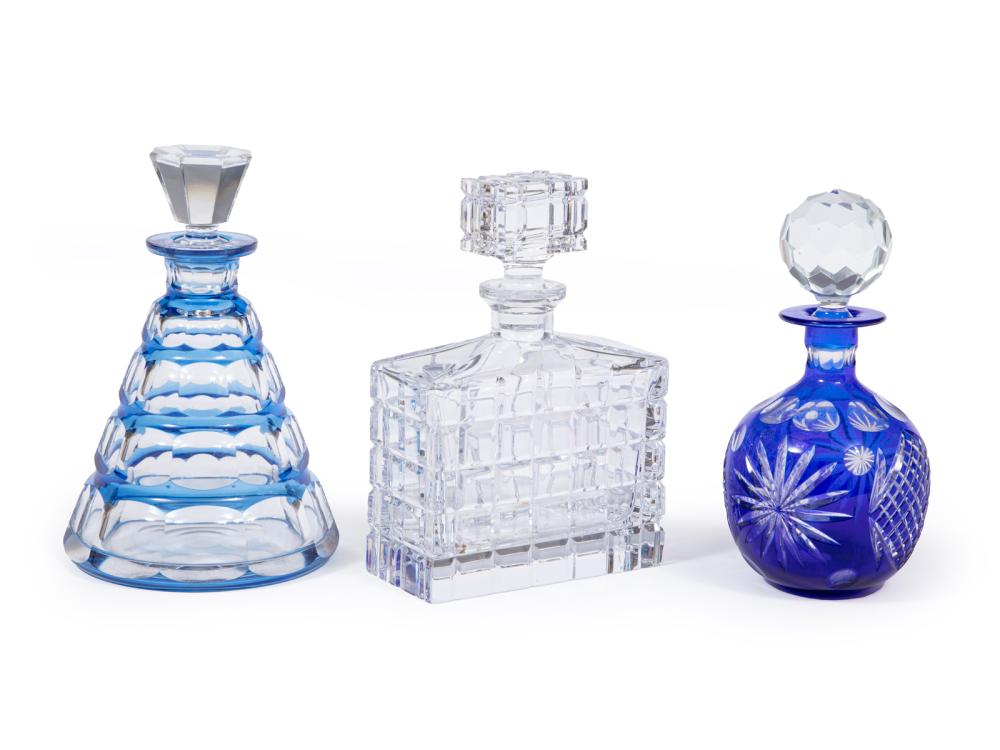 THREE GLASS DECANTERSThree Glass