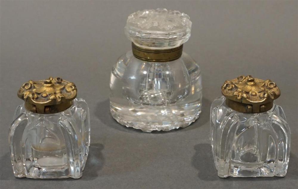 THREE GLASS INKWELLSThree Glass