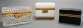 THREE GLASS JEWELRY BOXES (ONE