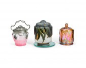 THREE GLASS LIDDED BISCUIT BAR