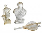 THREE GLASS OBJECTS19th centur