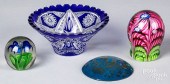 THREE GLASS PAPERWEIGHTS, 20TH