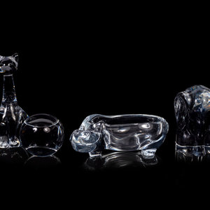 Three Glass Paperweights and a Dish