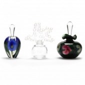 THREE GLASS PERFUME BOTTLES, L