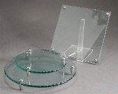 THREE GLASS TABLE STANDSThree