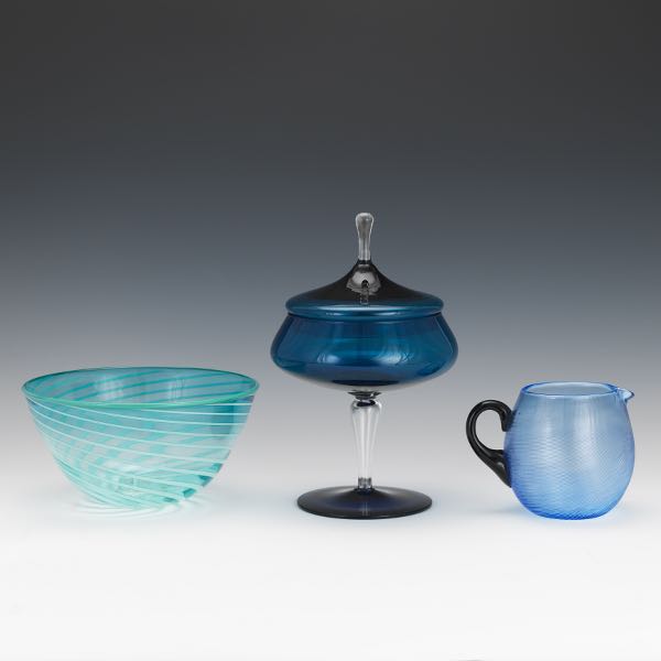 THREE GLASS TABLE TOP ITEMS 