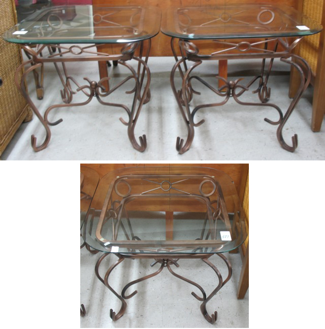 THREE GLASS-TOP IRON LIVING ROOM